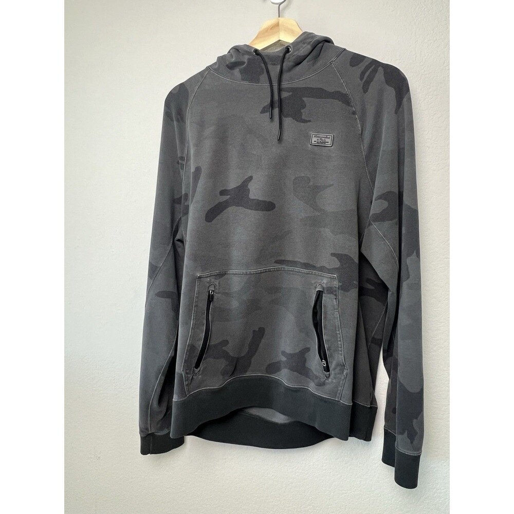 Abercrombie & Fitch Mens Large Gray Camo Pullover Hoodie Sweatshirt Fleece
